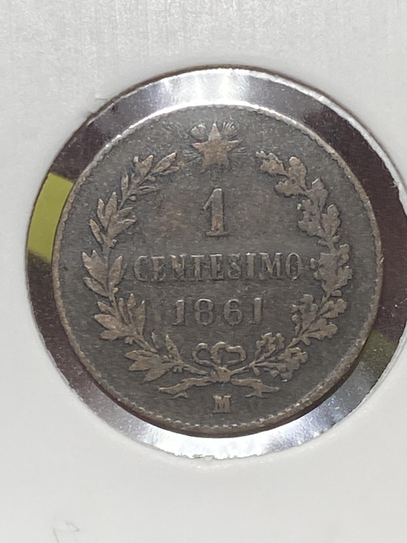 2026年第三十二场(总第二百零一场）外国精品纸夹币场(免佣金) 好品–意大利王国1861年1分(维托里奥·埃马努埃莱二世，M标米兰造，首发年仅发行2年)