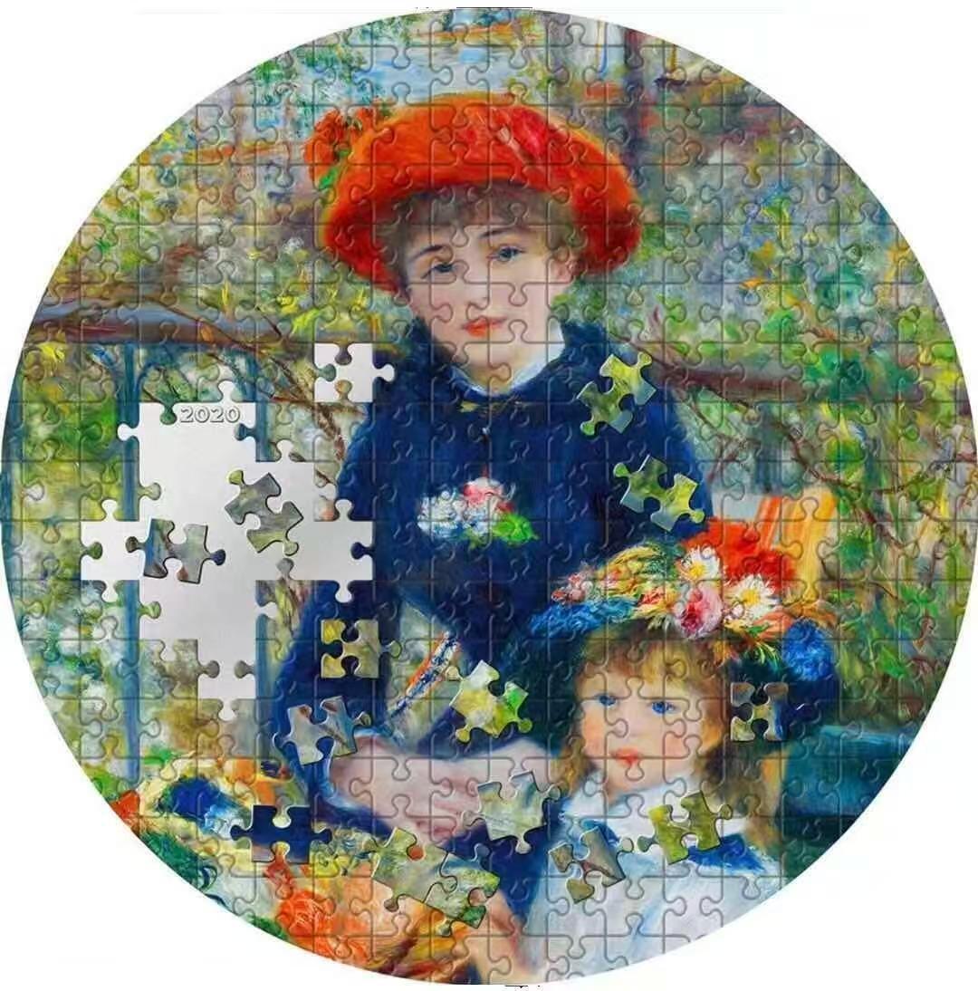 【币将精彩】世界钱币拍卖（2026-3-11） 帕劳2020年拼图名画雷诺阿《姐妹》彩色大银币 999银3盎司，直径65毫米，发行499枚，带证书包装。