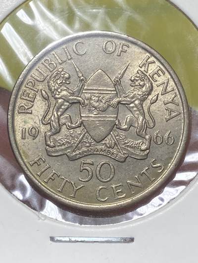2026年第三十二场(总第二百零一场）外国精品纸夹币场(免佣金) - 带光好品–肯尼亚🇰🇪1966年50分(独立后第一套，无字版)