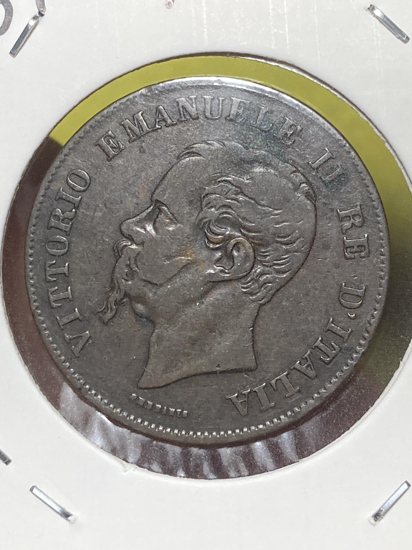 2026年第三十二场(总第二百零一场）外国精品纸夹币场(免佣金) 意大利王国1861年5分(维托里奥·埃马努埃莱二世时期，M标米兰造，首发年仅发行2年)