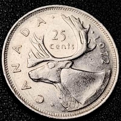 泉币菌-第199场- 新年快乐 新年第7场 本场拍品多 请提前出价（正月十五统一发货） -  高币值 加拿大1972年1/4加拿大元 伊丽莎白二世 驯鹿 24mm 