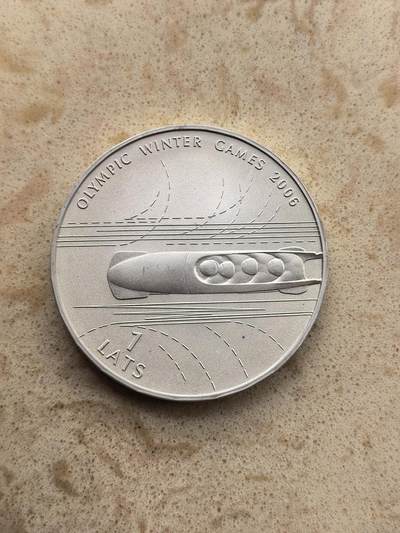 道一币馆币章第一百六十七场 - 拉脱维亚2005年都灵冬奥会1拉特银币  31.46g 925s