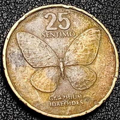 泉币菌-第199场- 新年快乐 新年第7场 本场拍品多 请提前出价（正月十五统一发货） - 菲律宾25分铜币 1990年 蝴蝶 21mm