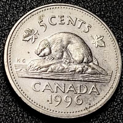 泉币菌-第199场- 新年快乐 新年第7场 本场拍品多 请提前出价（正月十五统一发货） - 1996年 加拿大5分镍币 伊丽莎白二世 19mm 