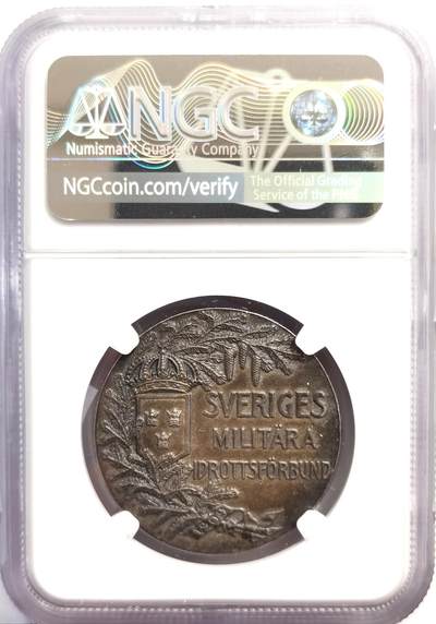 博洋堂世界钱币拍卖第162期（全场包邮） NGC MS62 瑞典国防协会纪念银章，34mm