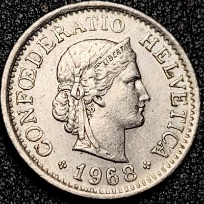 泉币菌-第199场- 新年快乐 新年第7场 本场拍品多 请提前出价（正月十五统一发货） - 高币值 百年延续 女神 瑞士1968年 10分銅镍硬币