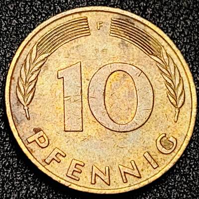 泉币菌-第199场- 新年快乐 新年第7场 本场拍品多 请提前出价（正月十五统一发货） - 联邦德国1990年 10芬尼硬币 橡树麦穗  银行版 21.5mm