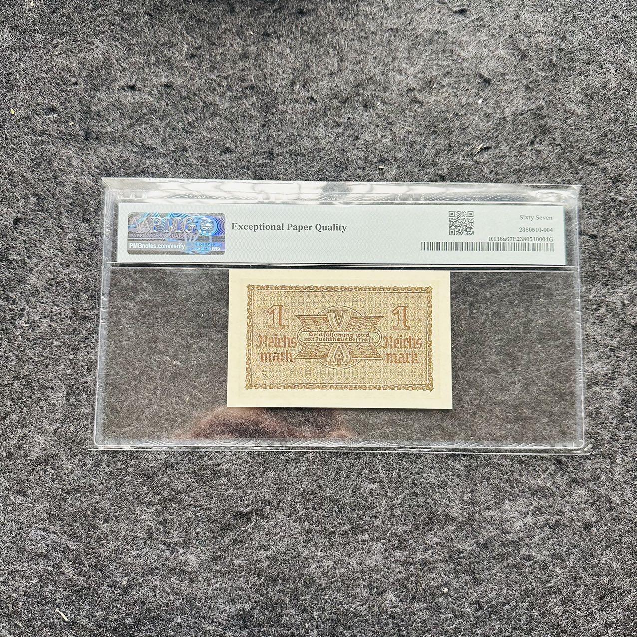 🇺🇳¥ ¥2026🐎马年纸钞评级币 二战德国1940-1945年1马克，豹子号666（249·129666）