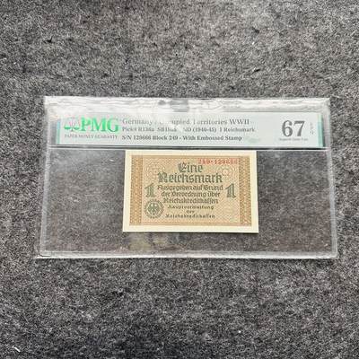 🇺🇳¥ ¥2026🐎马年纸钞评级币 - 二战德国1940-1945年1马克，豹子号666（249·129666）