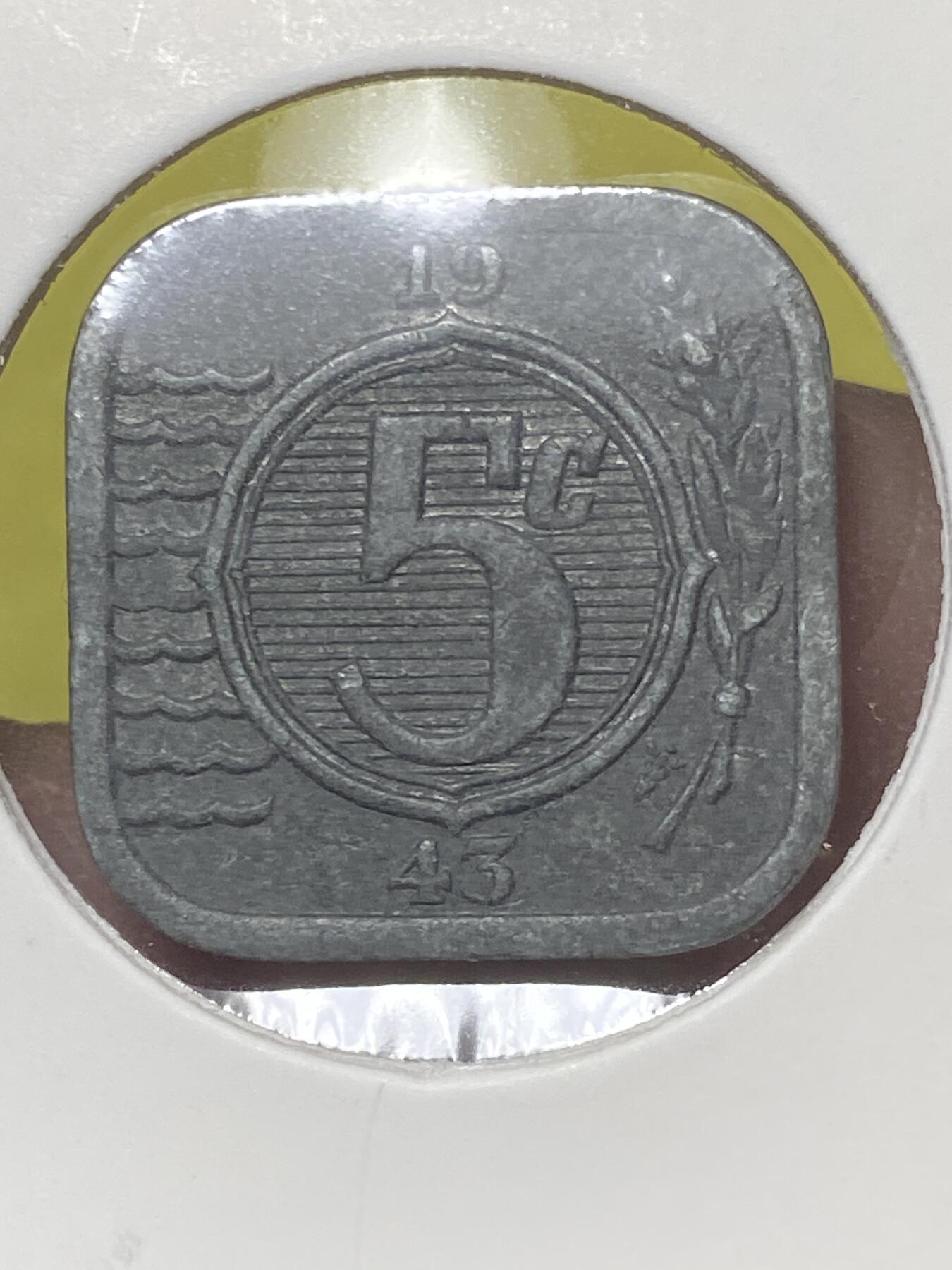 2026年第三十二场(总第二百零一场）外国精品纸夹币场(免佣金) 荷兰🇳🇱1943年5分(二战德国占领时期)