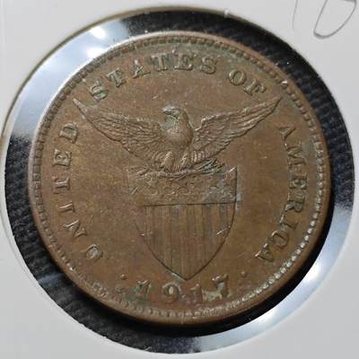 KK钱币收藏小铺  第396期  2月预留时间 周末发货 -  1917美属菲律宾1分铜币