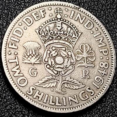 泉币菌-第199场- 新年快乐 新年第7场 本场拍品多 请提前出价（正月十五统一发货） - 英国大镍币 英国1948年2先令 弗洛林 乔治六世 28.3mm 