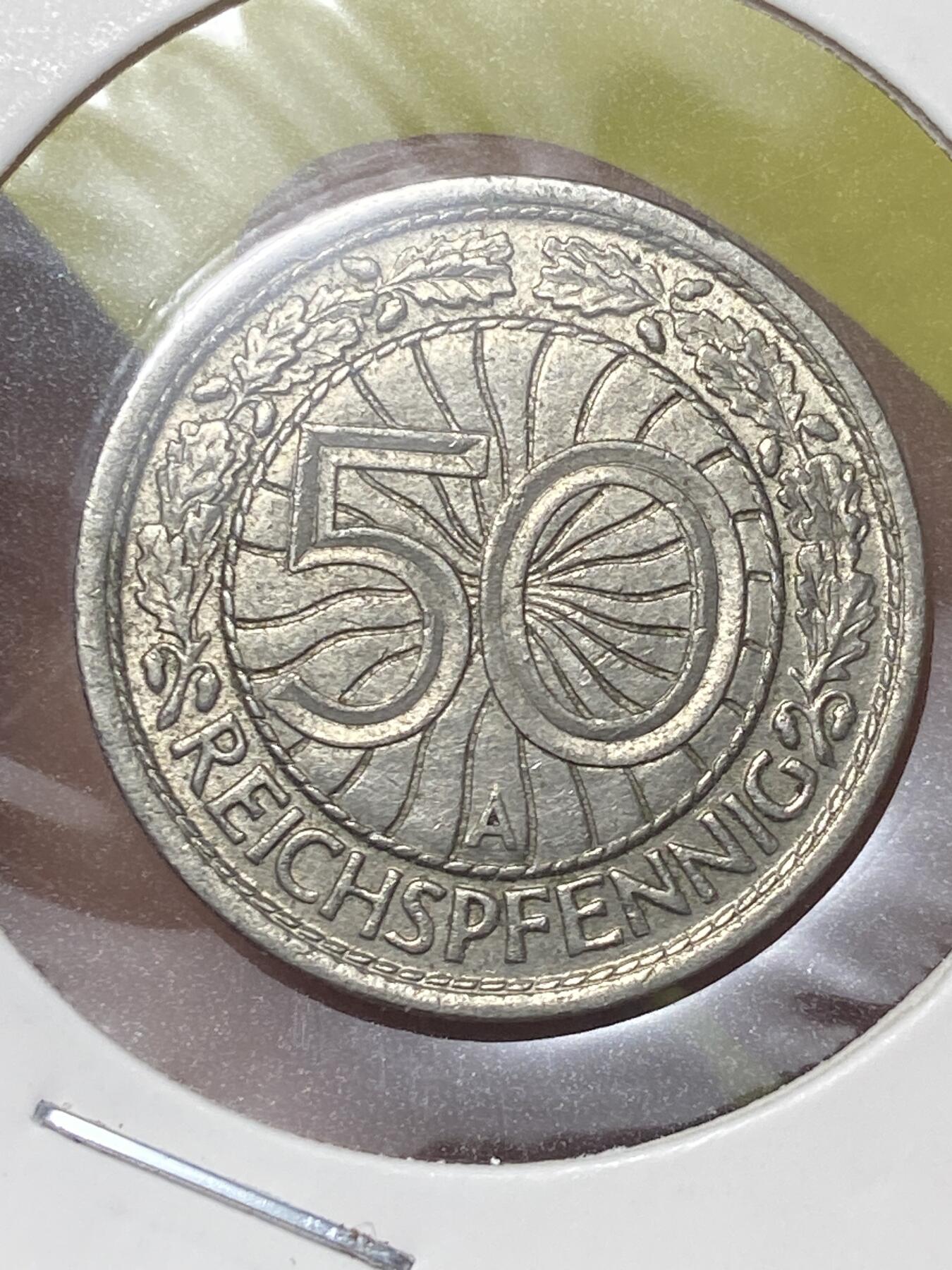 2026年第三十二场(总第二百零一场）外国精品纸夹币场(免佣金) 德意志魏玛共和国1927年50芬尼(第二版，A标柏林造)