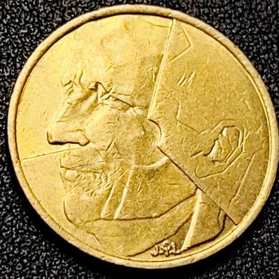 泉币菌-第199场- 新年快乐 新年第7场 本场拍品多 请提前出价（正月十五统一发货） - 1986年 比利时早期5法郎铜币 分裂的人格