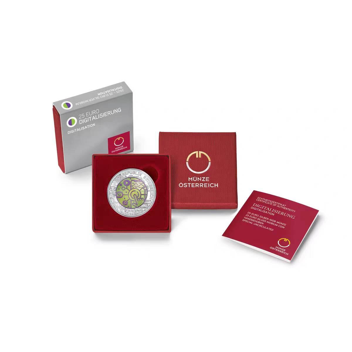 【币将精彩】世界钱币拍卖（2026-3-11） 奥地利2025年全数字化银铌双金属币带证书包装