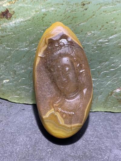 精美亚光原皮天眼纹冰飘战国红玛瑙手工俏色巧雕观音菩萨吊坠一个 - 精美亚光原皮天眼纹冰飘战国红玛瑙手工俏色巧雕观音菩萨吊坠一个