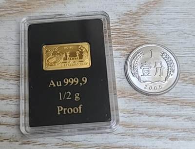 【币将精彩】世界钱币拍卖（2026-3-18） - 直布罗陀2020年欧洲杯罗马0.5克方形金币9999纯金