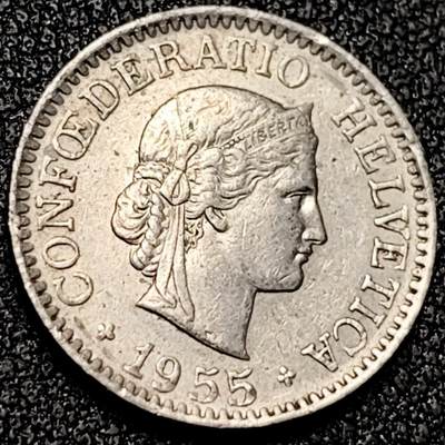 泉币菌-第199场- 新年快乐 新年第7场 本场拍品多 请提前出价（正月十五统一发货） - 高币值 百年延续 女神 瑞士1955年 10分銅镍硬币