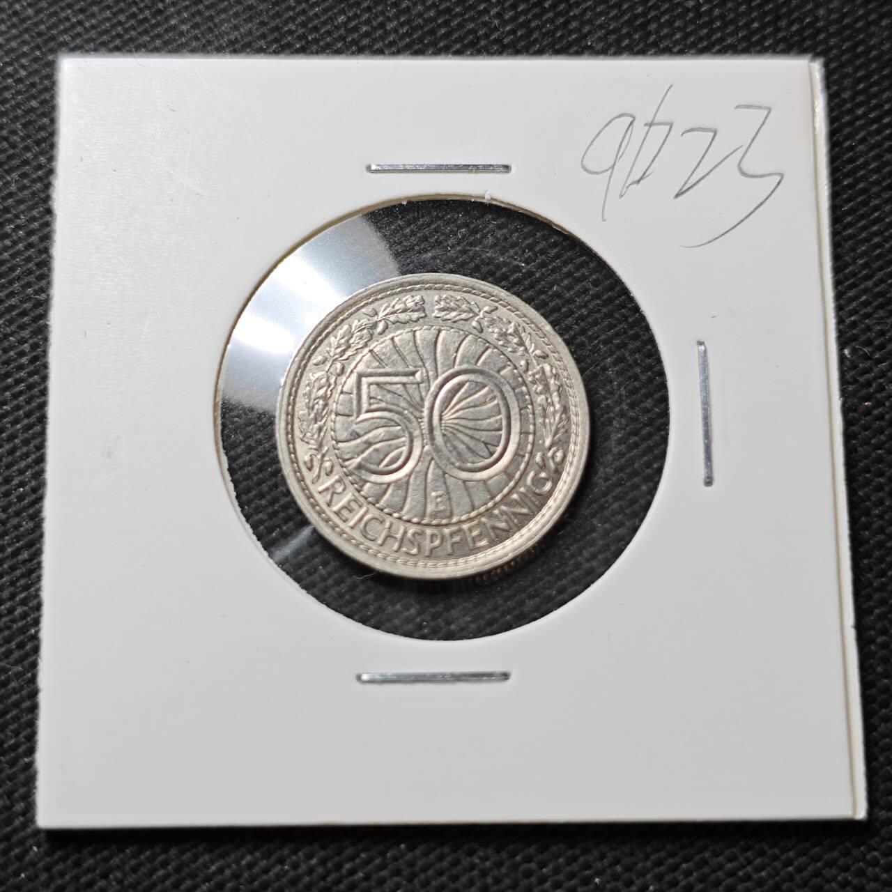 KK钱币收藏小铺  第396期  2月预留时间 周末发货  1928德国50芬尼镍币