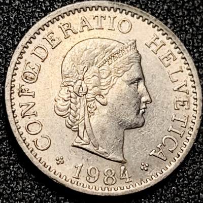 泉币菌-第199场- 新年快乐 新年第7场 本场拍品多 请提前出价（正月十五统一发货） - 高币值 百年延续 女神 瑞士1984年 10分銅镍硬币