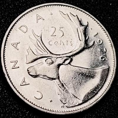 泉币菌-第199场- 新年快乐 新年第7场 本场拍品多 请提前出价（正月十五统一发货） -  高币值 加拿大1976年1/4加拿大元 伊丽莎白二世 驯鹿 24mm 