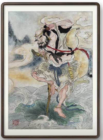 阳大大卡牌拍卖第101期（持续收拍品，周五晚上九点截拍，进群福利早知道） - 【原画】工艺大师张红作品 八仙 铁拐李。 A5原稿画芯 建议配框、非常漂亮，书房必备