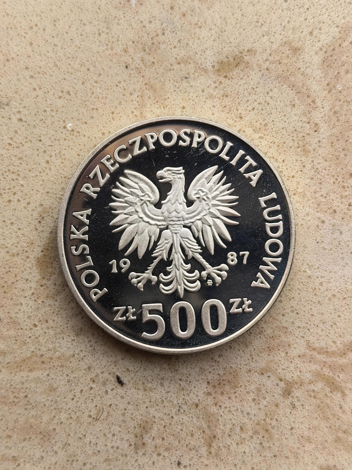 道一币馆币章第一百六十七场 波兰1987年1988年卡尔加里冬季奥运会500兹罗提精制银币  16.5g 750s 