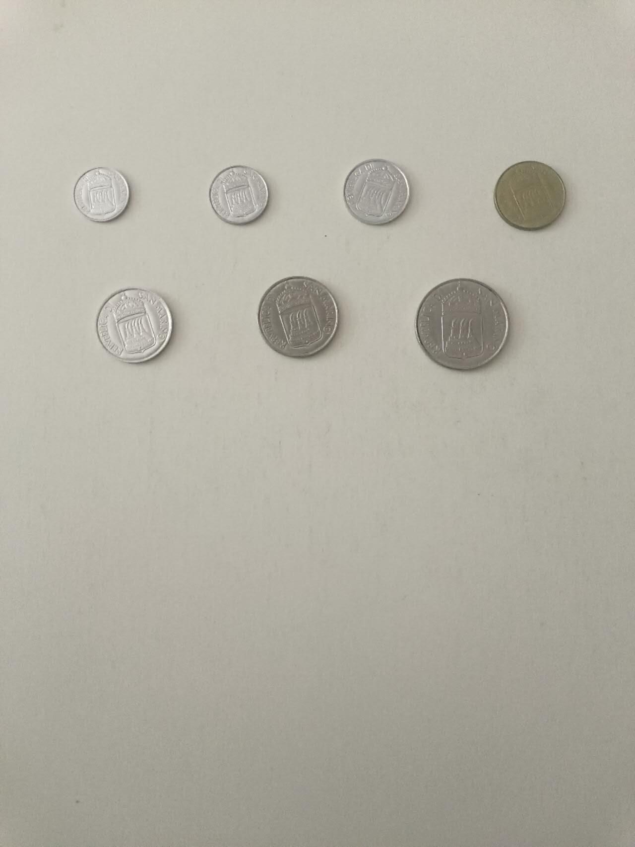 【20260227】非全新纸币和硬币第339场 圣马力诺7枚硬币全套，稀少