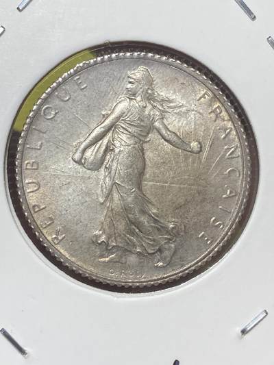 2026年第三十二场(总第二百零一场）外国精品纸夹币场(免佣金) - 法兰西第三共和国1920年1法郎银币(第二版关门年，835高银)