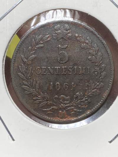 2026年第三十二场(总第二百零一场）外国精品纸夹币场(免佣金) - 意大利王国1861年5分(维托里奥·埃马努埃莱二世时期，M标米兰造，首发年仅发行2年)