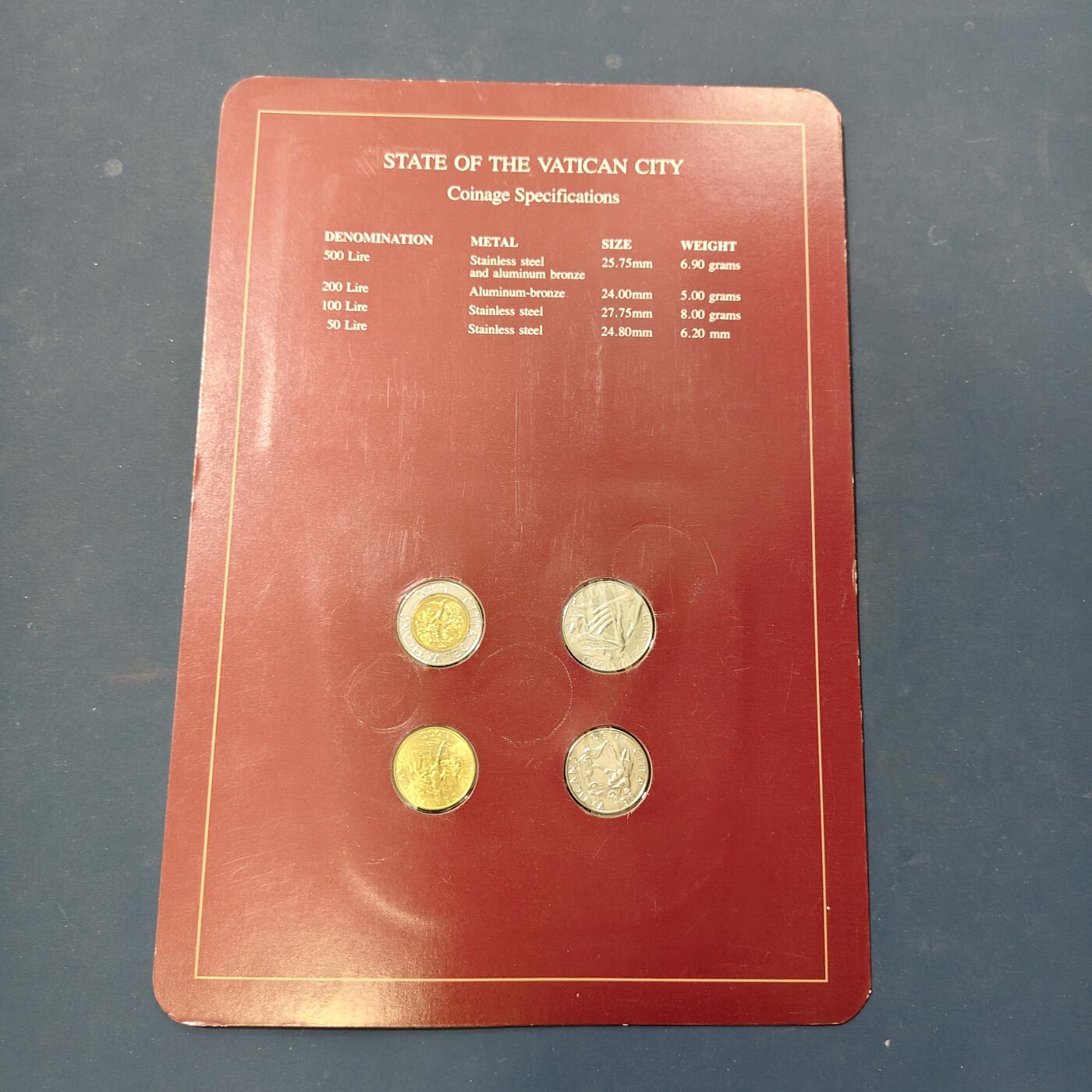 【全场包邮】纯粹捡漏拍506场-持续更新中 【富兰克林·世界各国硬币系列邮币卡】梵蒂冈城国4枚C版