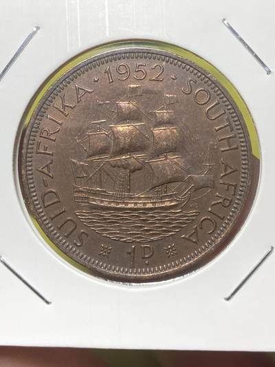 2026年第三十二场(总第二百零一场）外国精品纸夹币场(免佣金) - 少见带光好品–英属南非1952年1便士(乔治六世逝世年，第三版关门年)