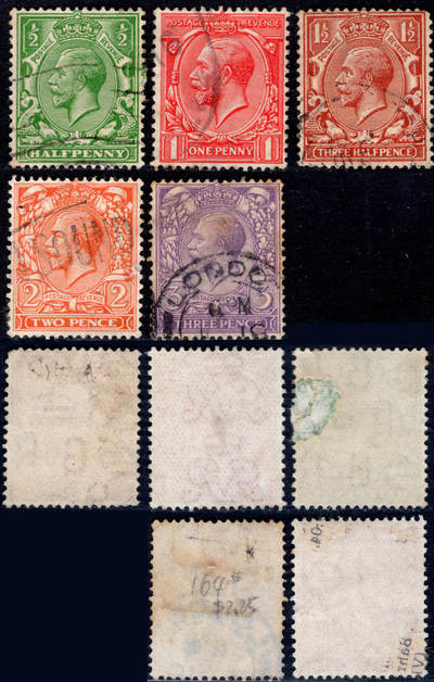 洪涛臻品批发群 精选邮票限时拍卖第1270期  - 英国1912乔治五世5枚旧 2017标价旧$10.7美元