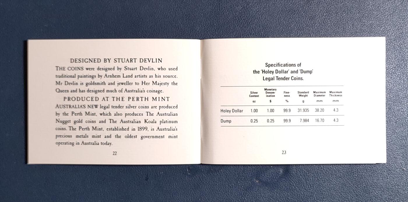 原装册带介绍 英属澳大利亚 1988年 25分、1元 精制子母银币