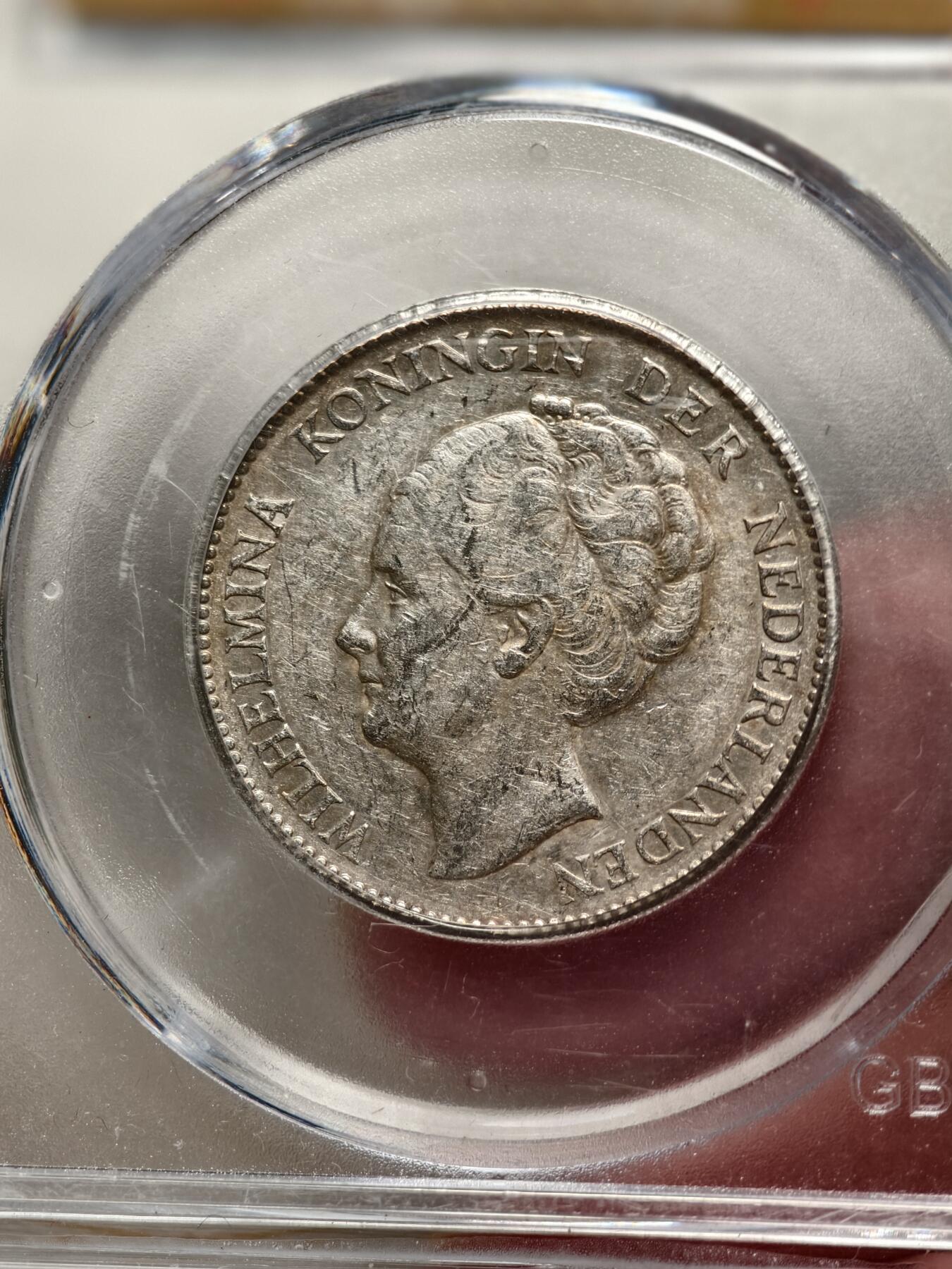 抚柳草堂-第十三期（贺新春首场）章牌钱币  奖章勋章限时免佣 满百包邮 放漏专场 1929荷兰王国1GULDEN银币 威廉敏娜女王 公博au50细节漂亮压力足