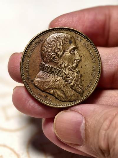 抚柳草堂-第十三期（贺新春首场）章牌钱币  奖章勋章限时免佣 满百包邮 放漏专场 - 比利时伦伯特·多登斯纪念章 重16.6g 直径34.2mm  早期品种非常少见