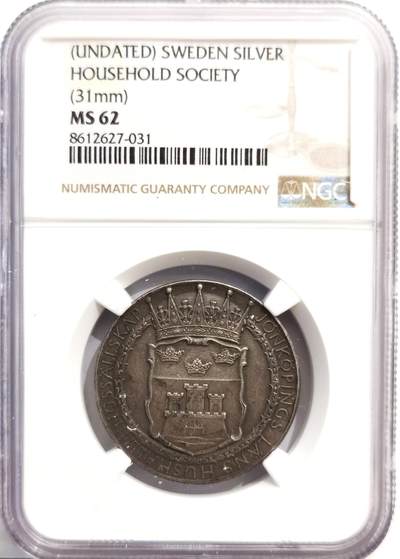 博洋堂世界钱币拍卖第162期（全场包邮） - NGC MS62 瑞典延雪平省家庭/农业协会纪念银章，31mm