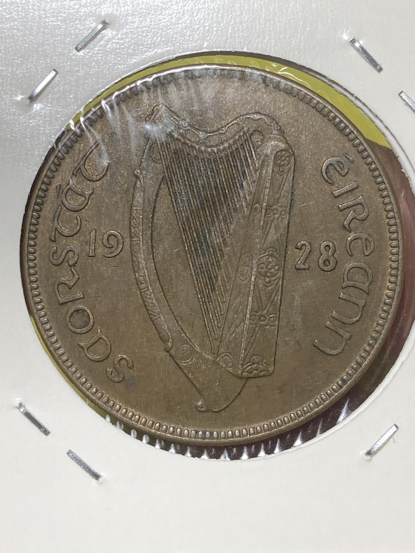 2026年第三十二场(总第二百零一场）外国精品纸夹币场(免佣金) 爱尔兰1928年1便士(英辖自由邦时期，首发年)