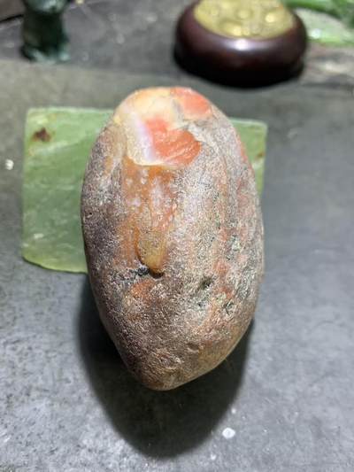 精美冻料红皮开窗料柿子红冻料南红玛瑙原石一颗， - 精美冻料红皮开窗料柿子红冻料南红玛瑙原石一颗，