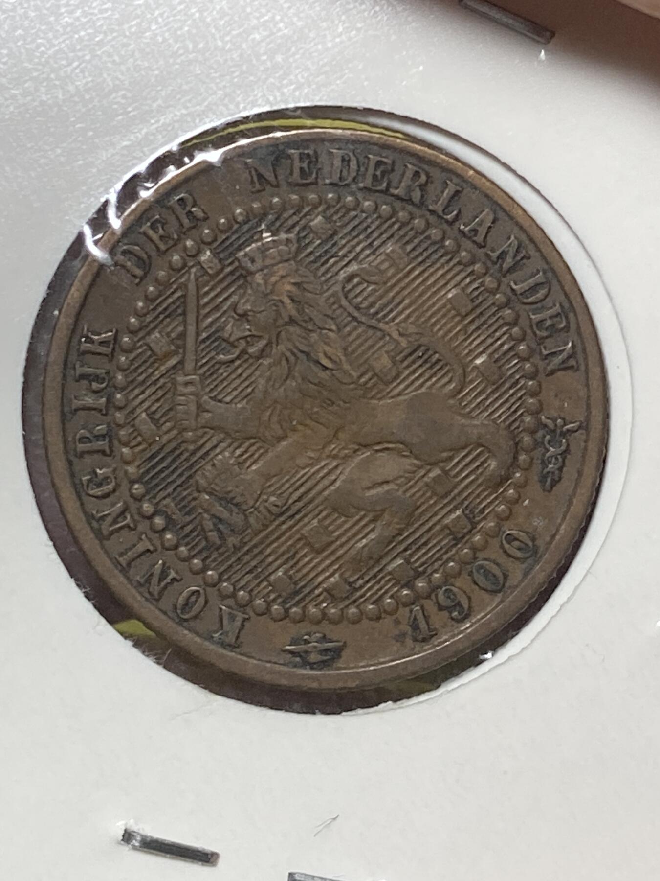 2026年第三十二场(总第二百零一场）外国精品纸夹币场(免佣金) 荷兰🇳🇱1900年1分(威廉明娜女王第一版关门年，Halberd–长戟标，Large date–大年份版)