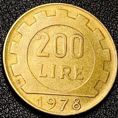 泉币菌-第199场- 新年快乐 新年第7场 本场拍品多 请提前出价（正月十五统一发货） - 意大利1978年200里拉 丰收女神 齿轮 铝青铜币 外国硬币 24mm 