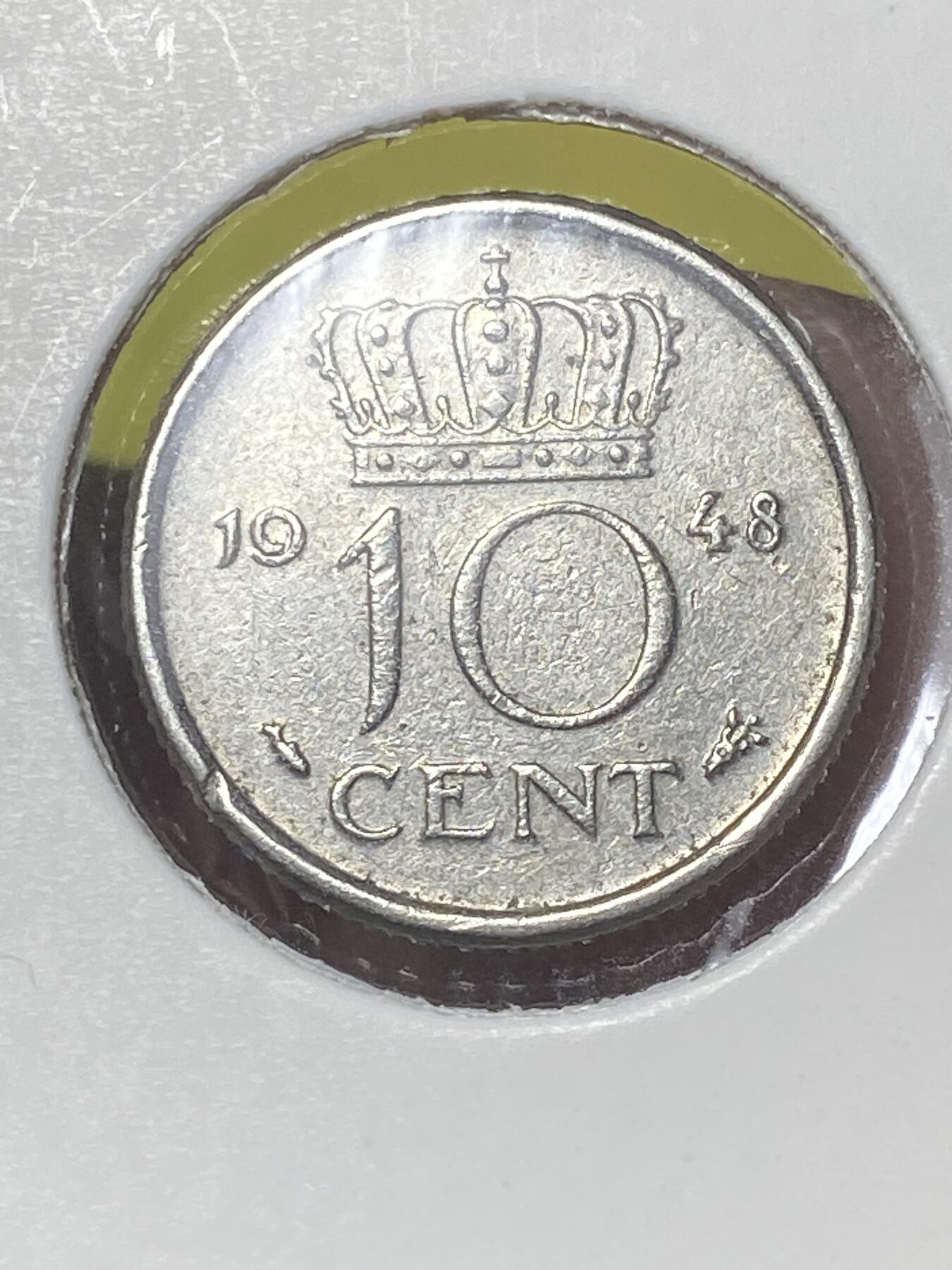 2026年第三十二场(总第二百零一场）外国精品纸夹币场(免佣金) 荷兰🇳🇱1948单年份10分(威廉明娜女王退位年，老年版)