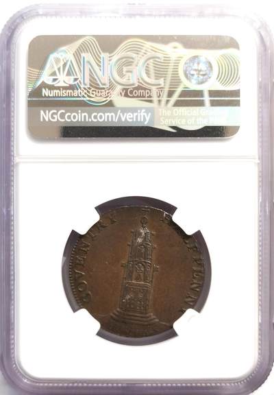 博洋堂世界钱币拍卖第162期（全场包邮） NGC AU50BN 英国1794年1/2便士康德代币，由沃里克郡（Warwickshire）的考文垂（Coventry）发行，主要在当地的仓库使用