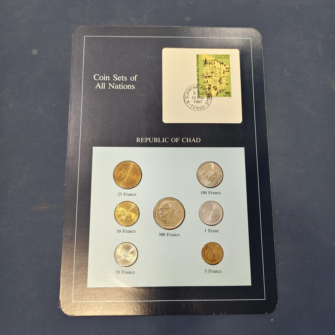 【全场包邮】纯粹捡漏拍506场-持续更新中 【富兰克林·世界各国硬币系列邮币卡】乍得共和国（女头蓝卡）