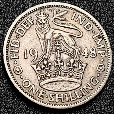 泉币菌-第199场- 新年快乐 新年第7场 本场拍品多 请提前出价（正月十五统一发货） - 1948 英国1先令狮子皇冠版 直径23.5mm 乔治六世国王