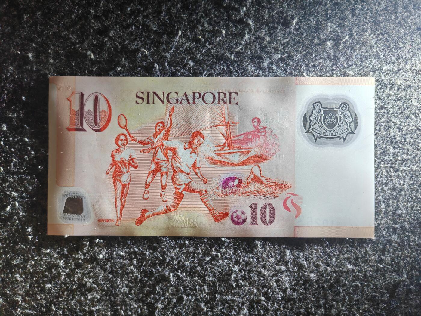 【礼羽收藏】🌏世界钱币拍卖126期 【0AA首冠】亚洲，新加坡，10面值，稀少0AA冠无47号码，全新UNC