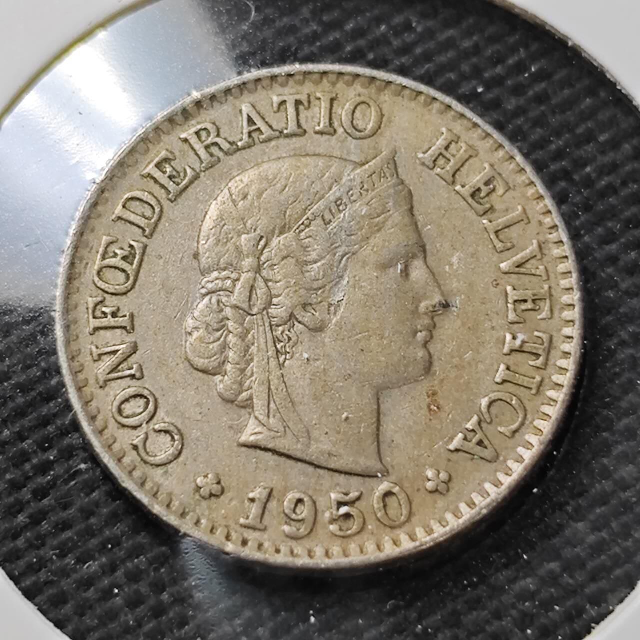 KK钱币收藏小铺  第396期  2月预留时间 周末发货  1950瑞士10分