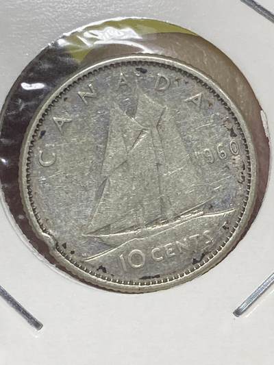 2026年第三十二场(总第二百零一场）外国精品纸夹币场(免佣金) - 加拿大🇨🇦1960年10分银币(伊丽莎白二世青年桂冠，800高银)