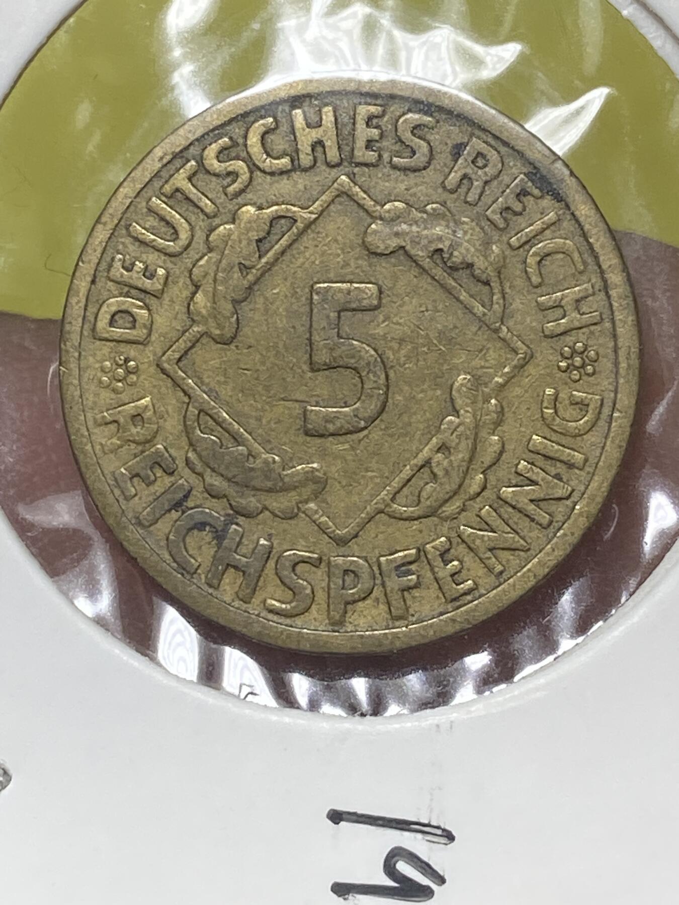 2026年第三十二场(总第二百零一场）外国精品纸夹币场(免佣金) 德意志魏玛共和国1925年5芬尼(A标，柏林造)