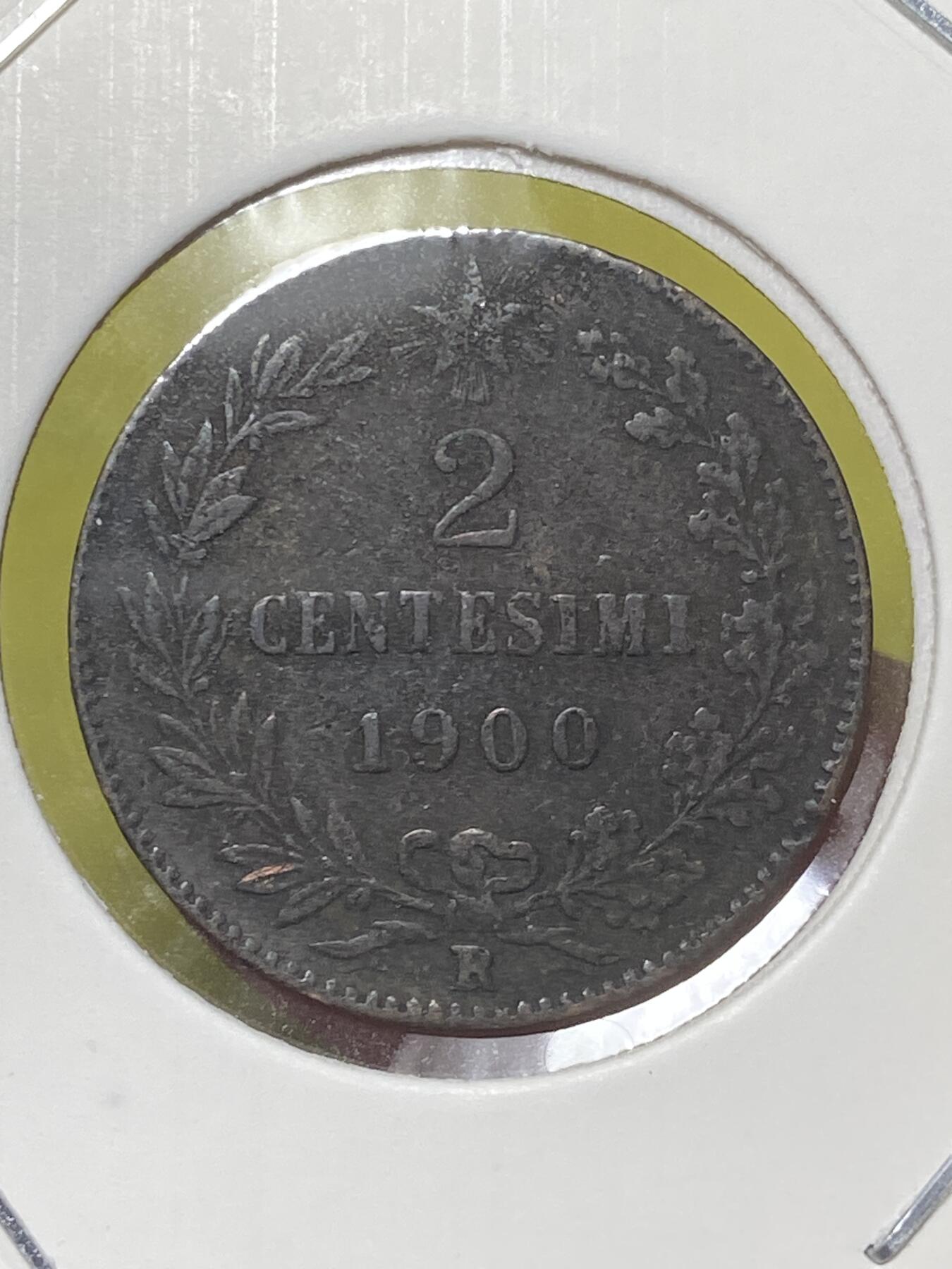 2026年第三十二场(总第二百零一场）外国精品纸夹币场(免佣金) 意大利王国1900年2分(翁贝托一世时期，R标罗马造)